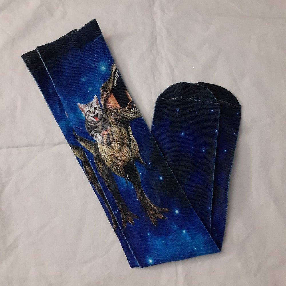Kitten Dinosaur Socks - One Size